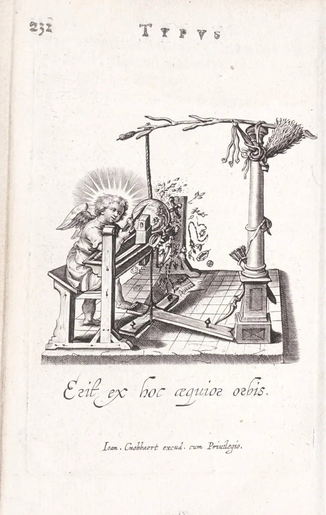 An illustration from Typus mundi, in quo eius calamitates et pericula nec non diuini, humanique amoris antipathia emblematice proponuntur, 1627, leaf 140
