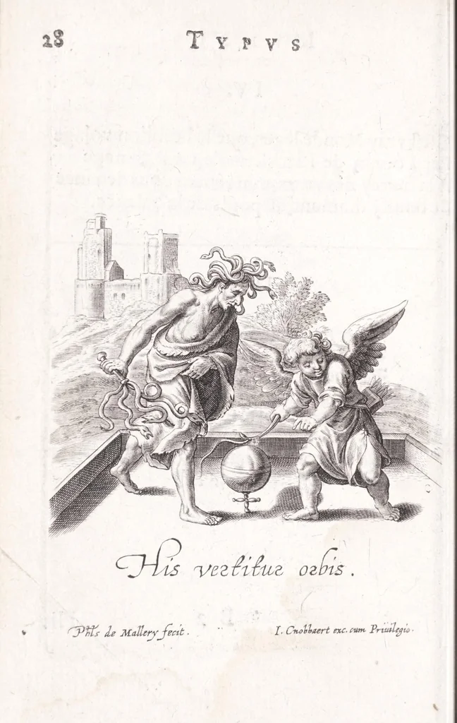 An illustration from Typus mundi, in quo eius calamitates et pericula nec non diuini, humanique amoris antipathia emblematice proponuntur, 1627, leaf 36