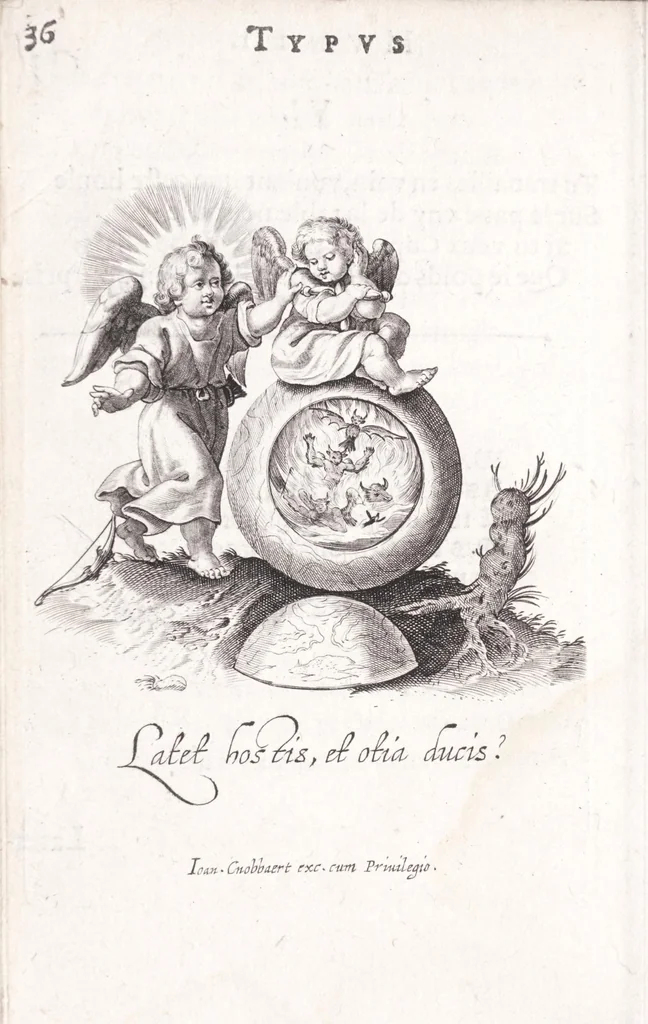 An illustration from Typus mundi, in quo eius calamitates et pericula nec non diuini, humanique amoris antipathia emblematice proponuntur, 1627, leaf 44