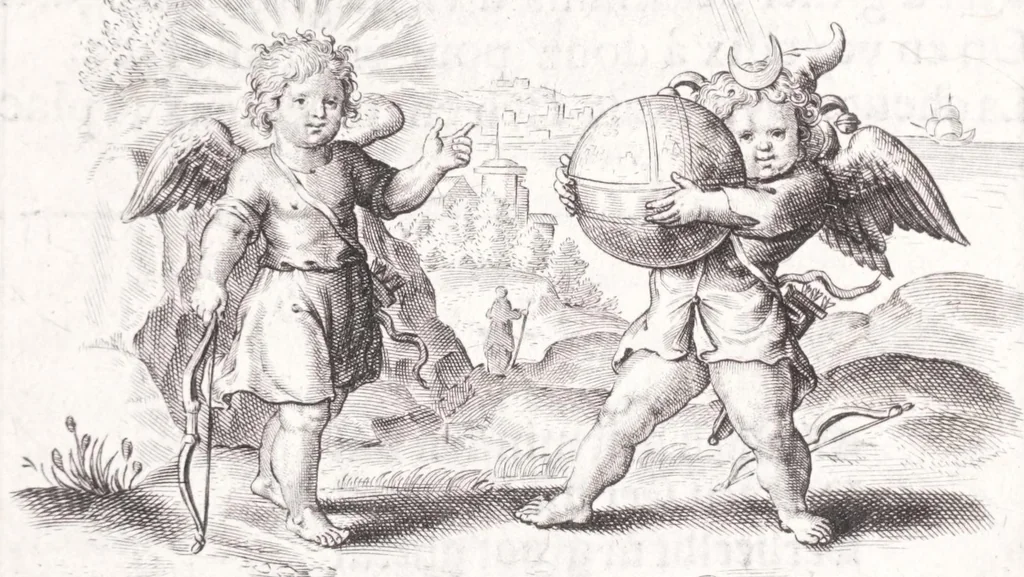 An illustration from Typus mundi, in quo eius calamitates et pericula nec non diuini, humanique amoris antipathia emblematice proponuntur, 1627, leaf 60
