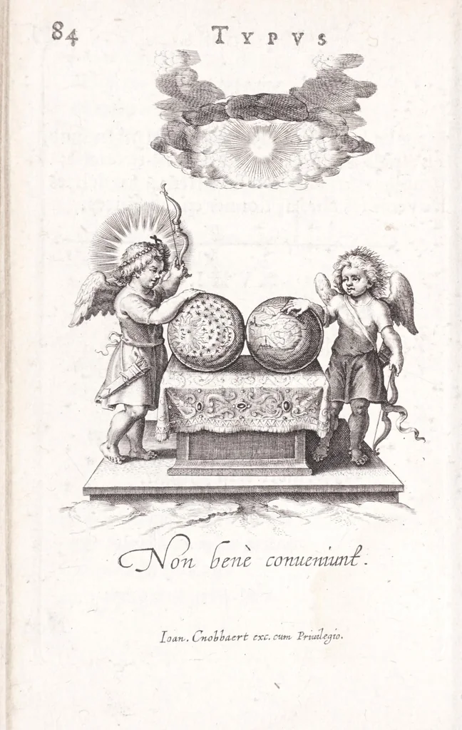 An illustration from Typus mundi, in quo eius calamitates et pericula nec non diuini, humanique amoris antipathia emblematice proponuntur, 1627, leaf 92
