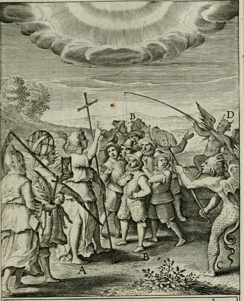 An illustration from Typus occasionis : in quo receptae commoda, neglectae verò incommoda, personato schemate proponuntur, 1603, leaf 14