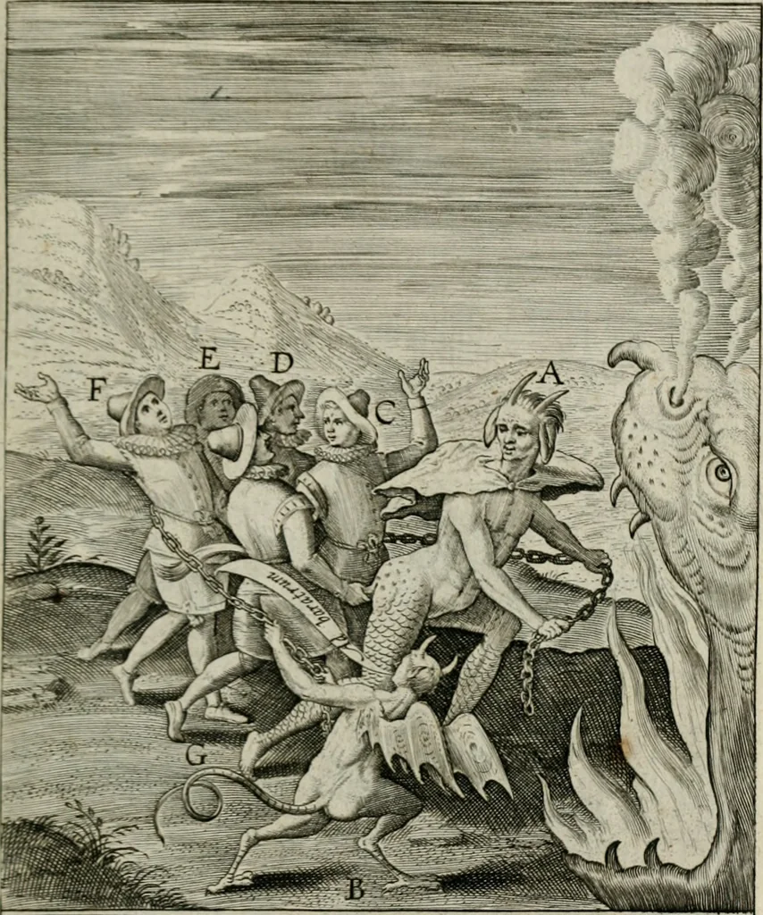 An illustration from Typus occasionis : in quo receptae commoda, neglectae verò incommoda, personato schemate proponuntur, 1603, leaf 30