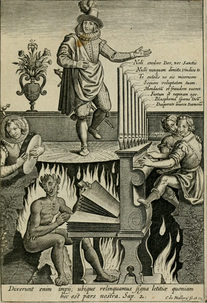 An illustration from Typus occasionis : in quo receptae commoda, neglectae verò incommoda, personato schemate proponuntur, 1603, leaf 36