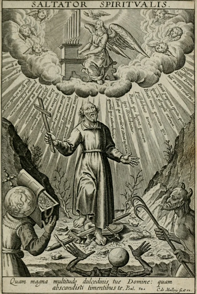 An illustration from Typus occasionis : in quo receptae commoda, neglectae verò incommoda, personato schemate proponuntur, 1603, leaf 38