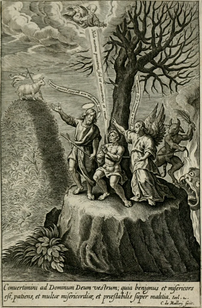 An illustration from Typus occasionis : in quo receptae commoda, neglectae verò incommoda, personato schemate proponuntur, 1603, leaf 48