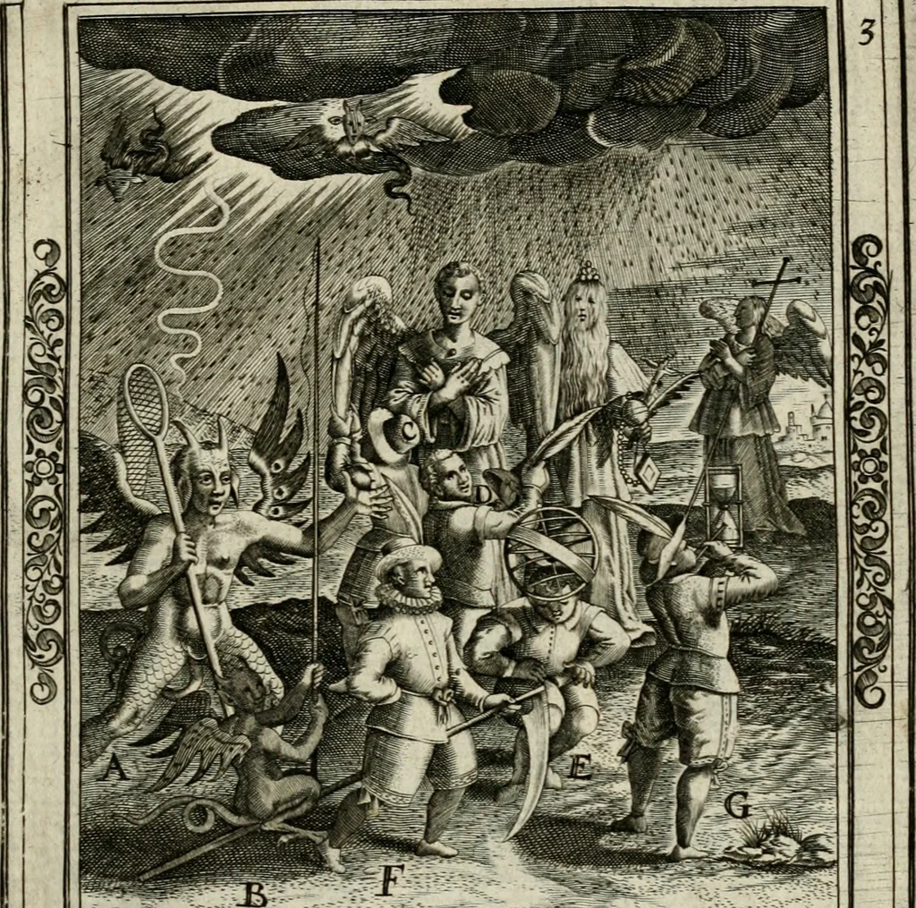 An illustration from Typvs occasionis : in qvo receptae commoda, neglectæ vero incommoda, personato schemate proponvntvr. Non sine privilegio, 1600, leaf 14