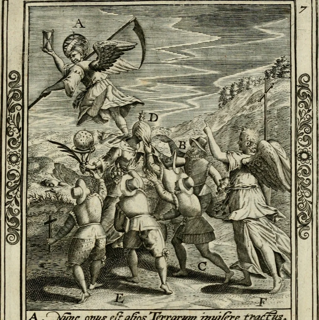 An illustration from Typvs occasionis : in qvo receptae commoda, neglectæ vero incommoda, personato schemate proponvntvr. Non sine privilegio, 1600, leaf 22
