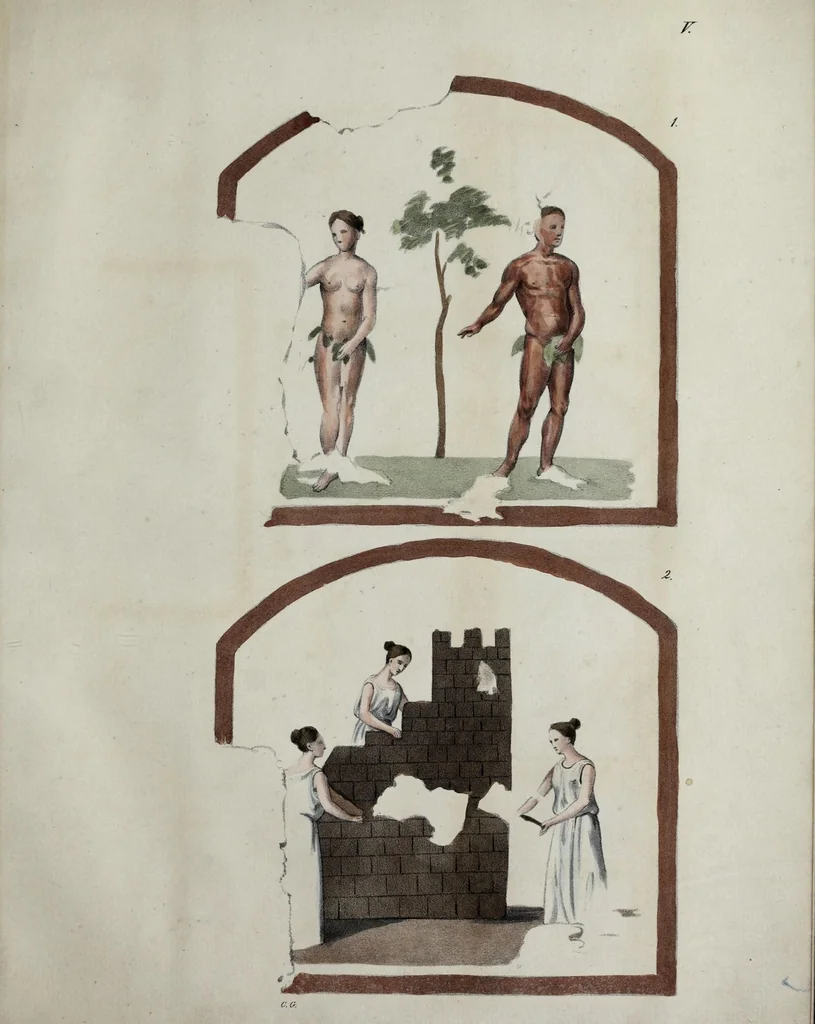 An illustration from Über die ältesten christlichen Begräbnissstätten und besonders die Katakomben zu Neapel mit ihren Wandgemälden : Ein Beitrag zur christlichen Alterthumskunde, 1839, leaf 149