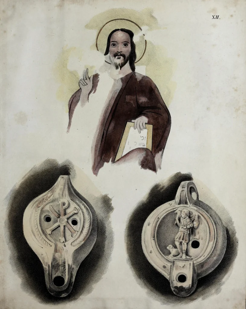 An illustration from Über die ältesten christlichen Begräbnissstätten und besonders die Katakomben zu Neapel mit ihren Wandgemälden : Ein Beitrag zur christlichen Alterthumskunde, 1839, leaf 163