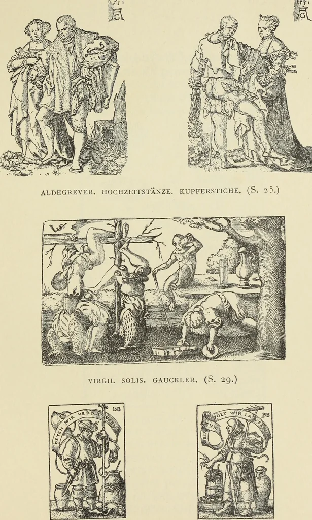 An illustration from Ueber den Humor bei den deutschen Kupferstechern und Holzschnittkunstlern des 16. Jahrhunderts, 1897, leaf 98