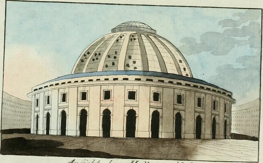 An illustration from Ueber Erfindung, Construction und Vortheile der Bohlen-Dächer : mit besonderer Rücksicht auf die Urschrift ihres Erfinders, 1797, leaf 84