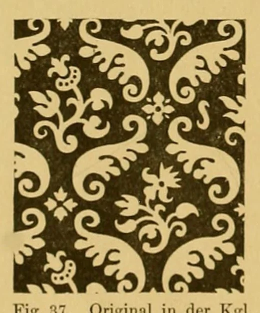 An illustration from Ueber Gewebemuster früherer Jahrhunderte. Ein beitrag zur Geschichte und Entwickelung der Webekunst, 1893, leaf 54