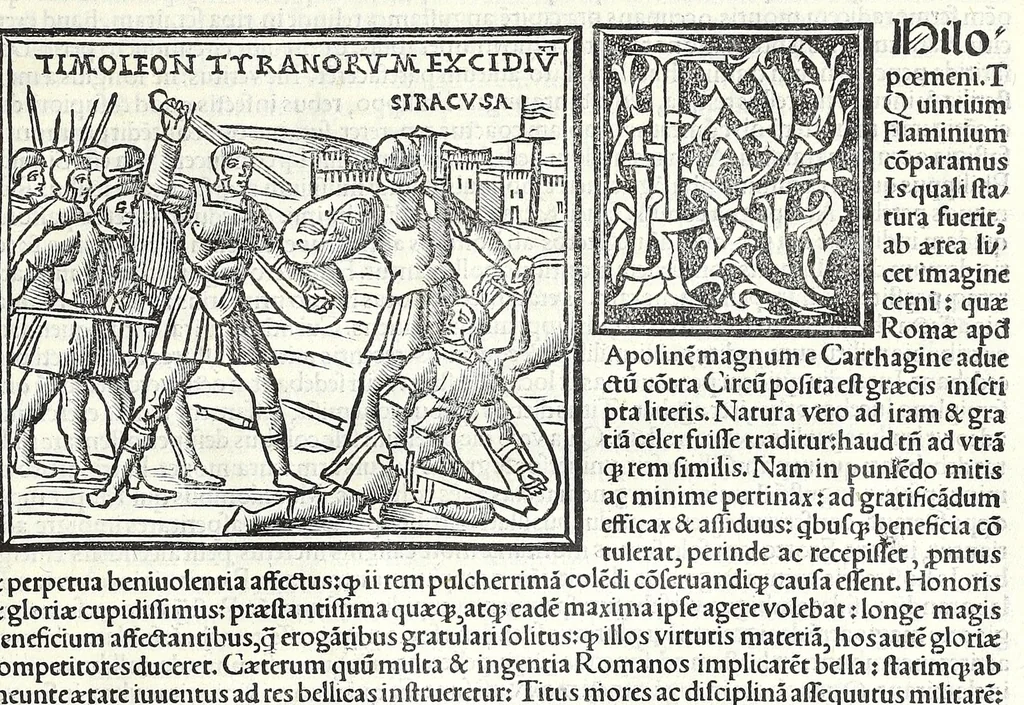 An illustration from Uitae Plutarchi Cheronei : nouissime post Jodocũ Badiũ Ascẽsium lõge diligentius repositae, maioreq[ue] diligẽtia castigatae, cũ copiosiore verioreq[ue] indice : necnon cũ Aemilij Probi vitis : una cũ figuris suis locis apte dispositis, 1516, leaf 253