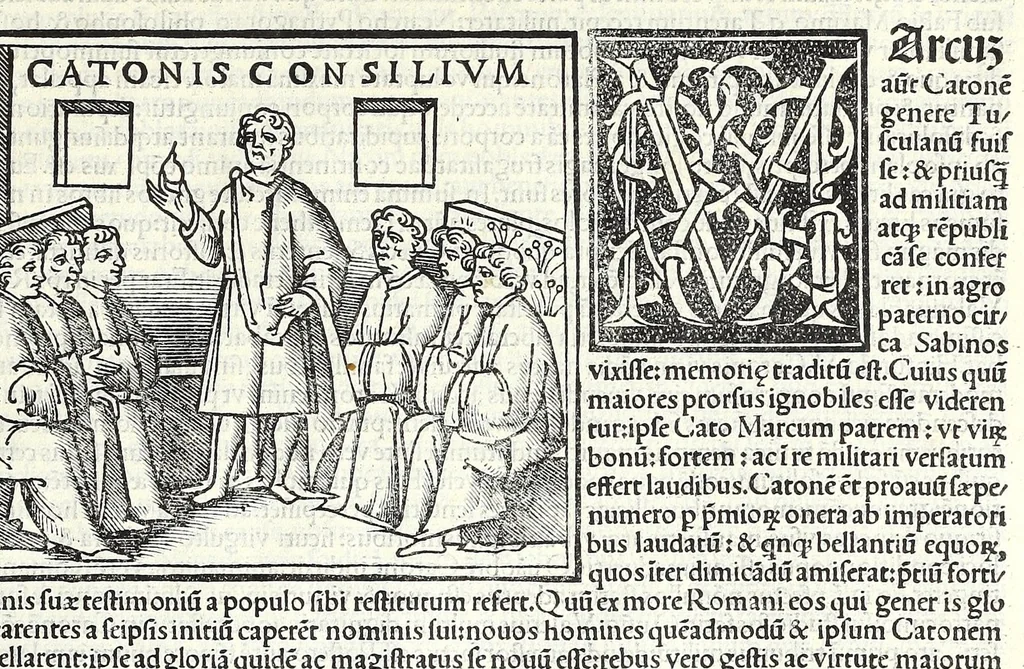 An illustration from Uitae Plutarchi Cheronei : nouissime post Jodocũ Badiũ Ascẽsium lõge diligentius repositae, maioreq[ue] diligẽtia castigatae, cũ copiosiore verioreq[ue] indice : necnon cũ Aemilij Probi vitis : una cũ figuris suis locis apte dispositis, 1516, leaf 273