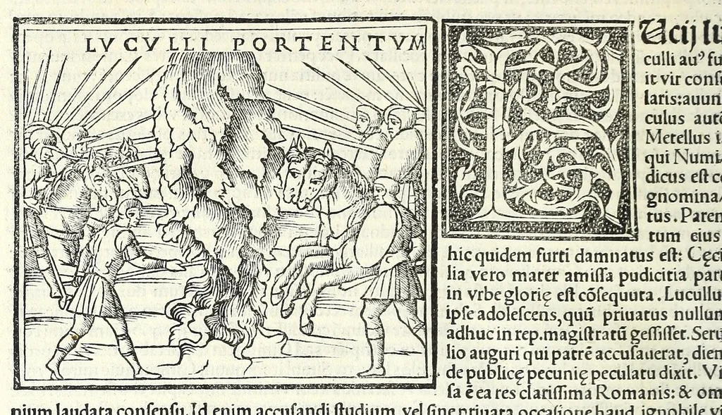 An illustration from Uitae Plutarchi Cheronei : nouissime post Jodocũ Badiũ Ascẽsium lõge diligentius repositae, maioreq[ue] diligẽtia castigatae, cũ copiosiore verioreq[ue] indice : necnon cũ Aemilij Probi vitis : una cũ figuris suis locis apte dispositis, 1516, leaf 412