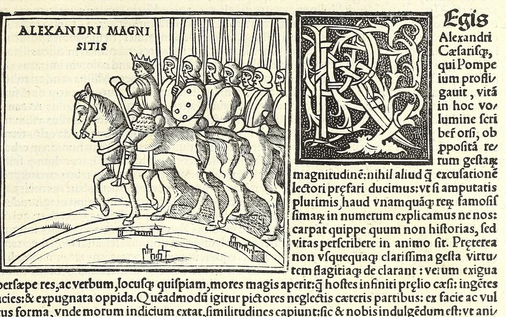 An illustration from Uitae Plutarchi Cheronei : nouissime post Jodocũ Badiũ Ascẽsium lõge diligentius repositae, maioreq[ue] diligẽtia castigatae, cũ copiosiore verioreq[ue] indice : necnon cũ Aemilij Probi vitis : una cũ figuris suis locis apte dispositis, 1516, leaf 497