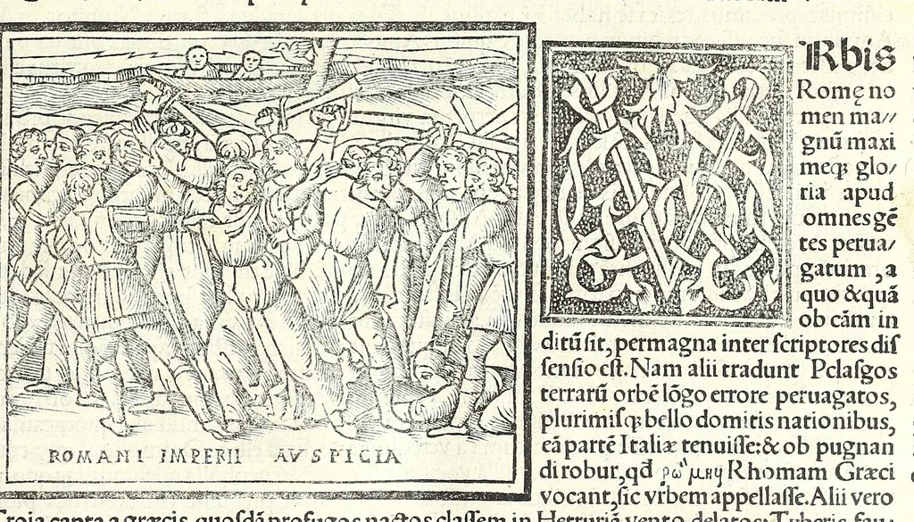 An illustration from Uitae Plutarchi Cheronei : nouissime post Jodocũ Badiũ Ascẽsium lõge diligentius repositae, maioreq[ue] diligẽtia castigatae, cũ copiosiore verioreq[ue] indice : necnon cũ Aemilij Probi vitis : una cũ figuris suis locis apte dispositis, 1516, leaf 67