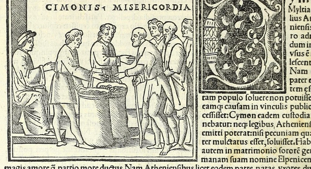 An illustration from Uitae Plutarchi Cheronei : nouissime post Jodocũ Badiũ Ascẽsium lõge diligentius repositae, maioreq[ue] diligẽtia castigatae, cũ copiosiore verioreq[ue] indice : necnon cũ Aemilij Probi vitis : una cũ figuris suis locis apte dispositis, 1516, leaf 744