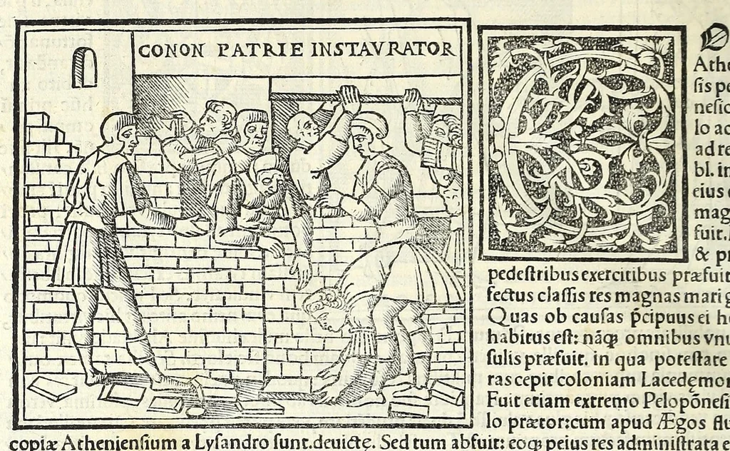An illustration from Uitae Plutarchi Cheronei : nouissime post Jodocũ Badiũ Ascẽsium lõge diligentius repositae, maioreq[ue] diligẽtia castigatae, cũ copiosiore verioreq[ue] indice : necnon cũ Aemilij Probi vitis : una cũ figuris suis locis apte dispositis, 1516, leaf 750