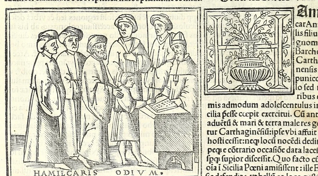An illustration from Uitae Plutarchi Cheronei : nouissime post Jodocũ Badiũ Ascẽsium lõge diligentius repositae, maioreq[ue] diligẽtia castigatae, cũ copiosiore verioreq[ue] indice : necnon cũ Aemilij Probi vitis : una cũ figuris suis locis apte dispositis, 1516, leaf 770