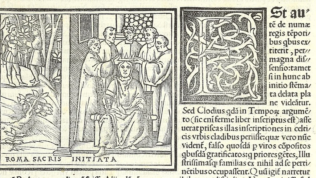 An illustration from Uitae Plutarchi Cheronei : nouissime post Jodocũ Badiũ Ascẽsium lõge diligentius repositae, maioreq[ue] diligẽtia castigatae, cũ copiosiore verioreq[ue] indice : necnon cũ Aemilij Probi vitis : una cũ figuris suis locis apte dispositis, 1516, leaf 91