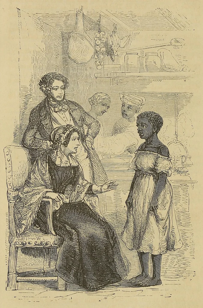 An illustration from Uncle Tom's cabin, or, Negro life in the slave states of America, with fifty splendid engravings, 1852, leaf 276