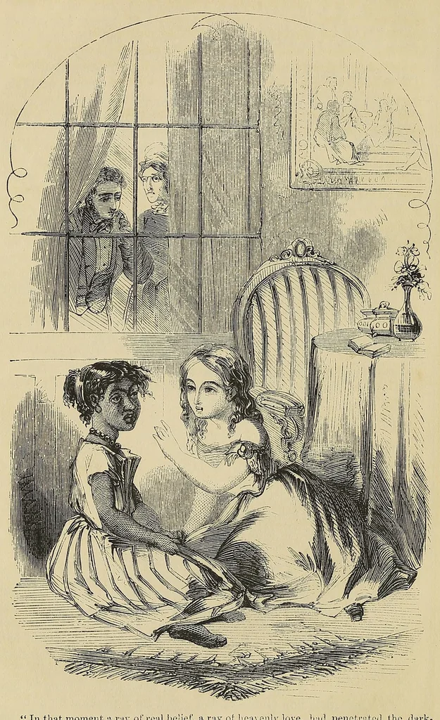 An illustration from Uncle Tom's cabin, or, Negro life in the slave states of America, with fifty splendid engravings, 1852, leaf 316