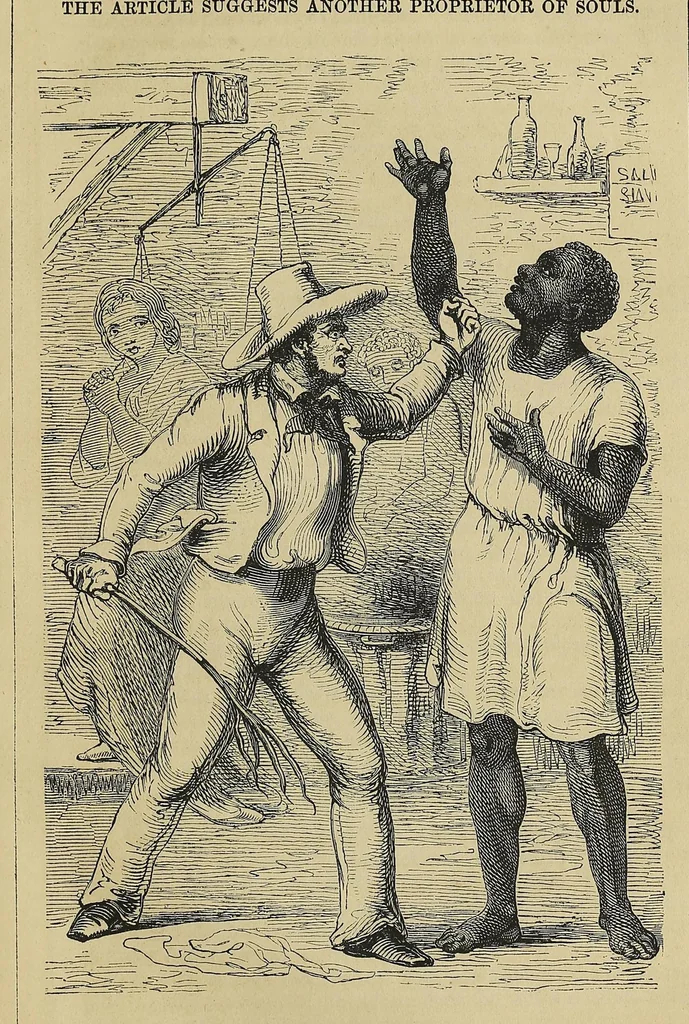 An illustration from Uncle Tom's cabin, or, Negro life in the slave states of America, with fifty splendid engravings, 1852, leaf 393