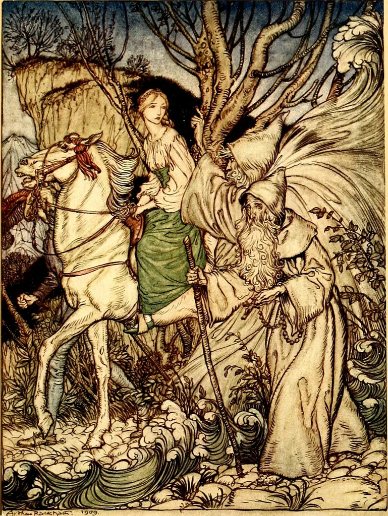 An illustration from Undine, 1909, leaf 120