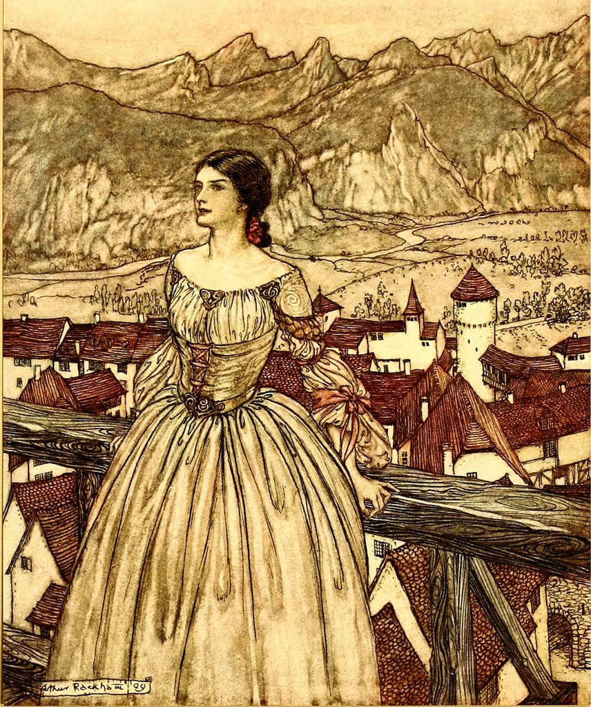 An illustration from Undine, 1909, leaf 132
