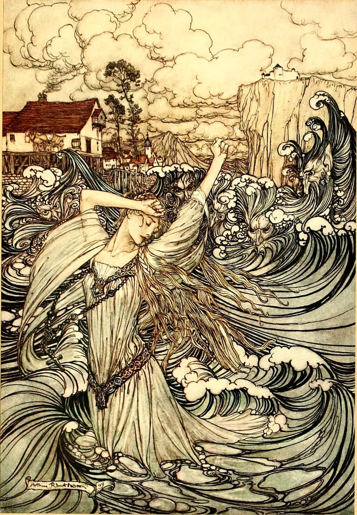 An illustration from Undine, 1909, leaf 182