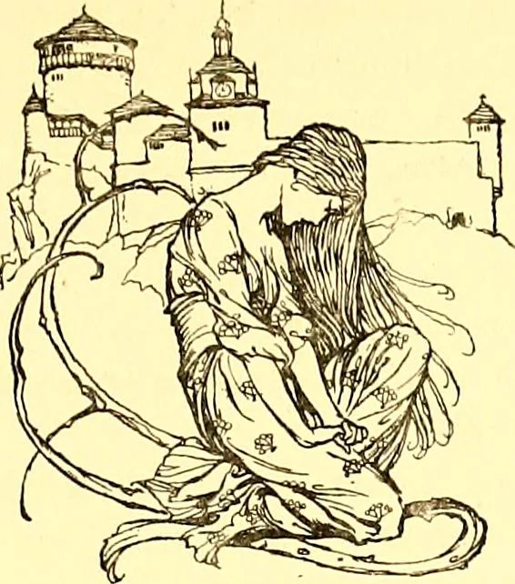 An illustration from Undine, 1909, leaf 206