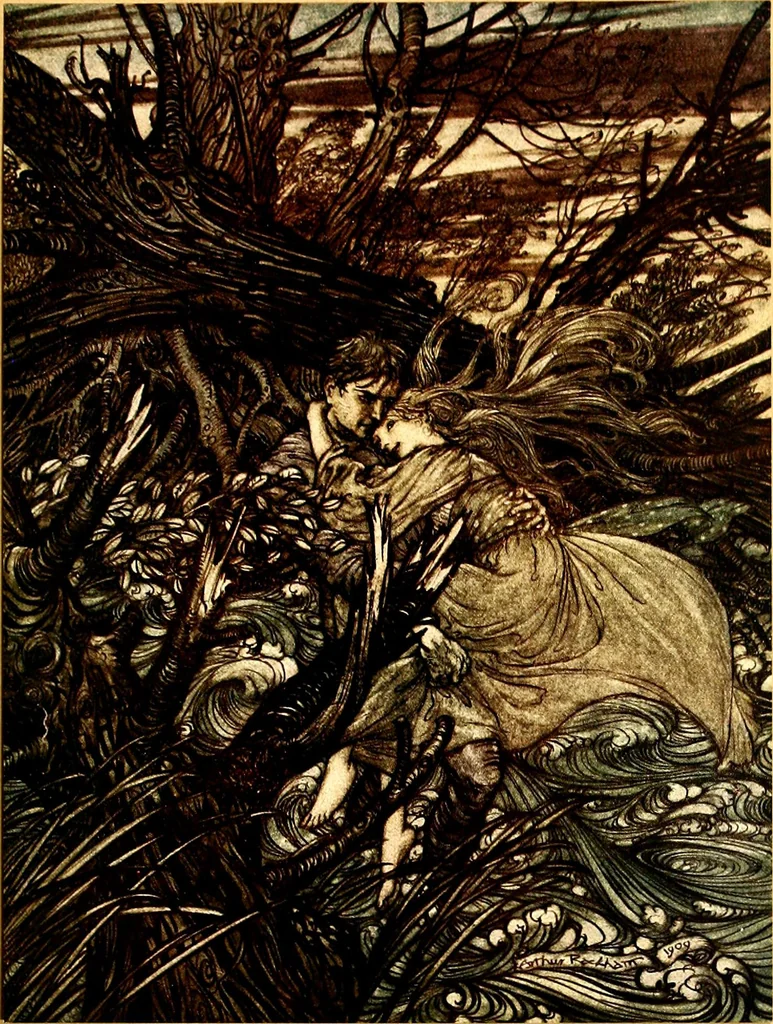 An illustration from Undine, 1909, leaf 60
