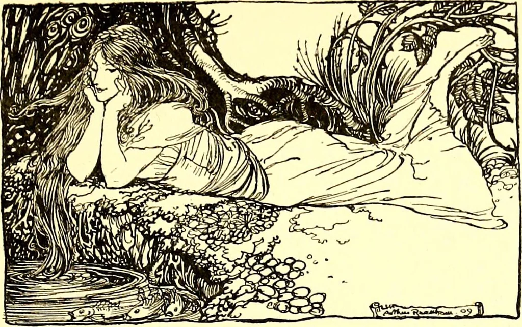 An illustration from Undine, 1909, leaf 80
