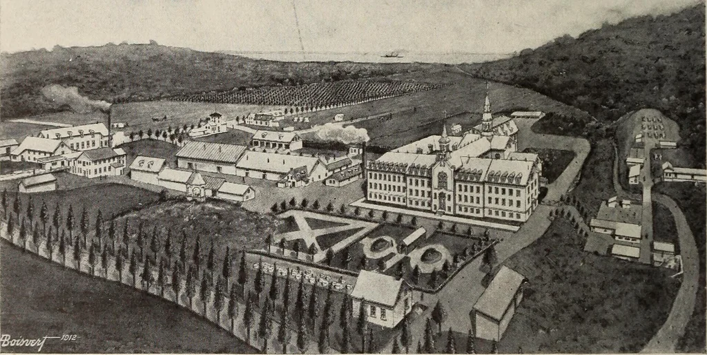 An illustration from Une page nouvelle de l'histoire de la Trappe d'Oka. Election et benediction solennelle du Tres Reverend Pere Dom Pacome Gaboury deuxieme abbe de Notre-Dame du Lac des Deux-Montagnes (24 Octobre-12 Novembre 1913), 1914, leaf 43