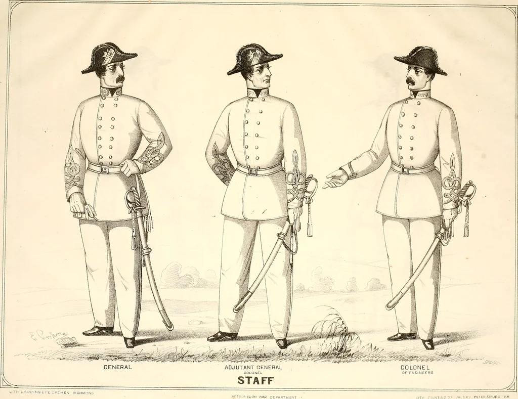 An illustration from Uniform and dress of the army of the Confederate States, 1861, leaf 14