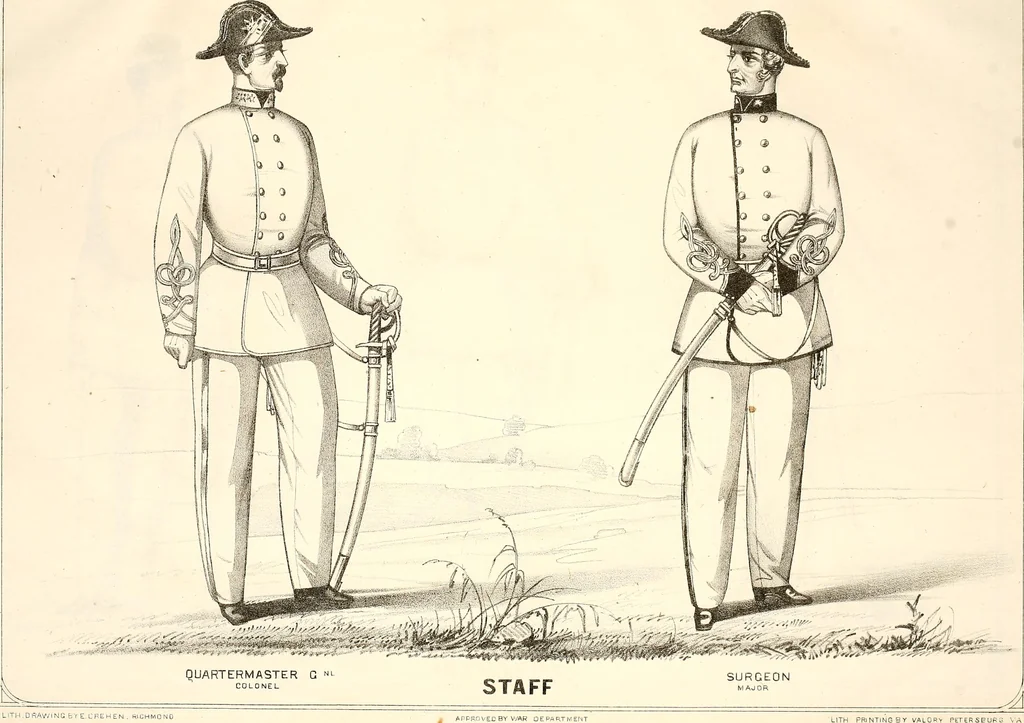 An illustration from Uniform and dress of the army of the Confederate States, 1861, leaf 16