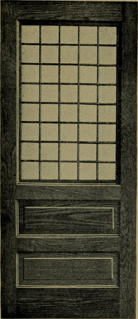 An illustration from Universal design book : containing official list prices of sash, doors and blinds ... official list prices of head, corner and base blocks ... official moulding book ... official list: window glass .., 1908, leaf 104