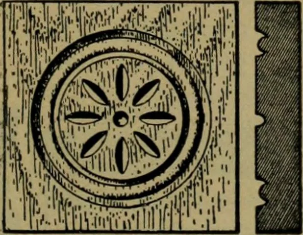 An illustration from Universal design book : containing official list prices of sash, doors and blinds ... official list prices of head, corner and base blocks ... official moulding book ... official list: window glass .., 1908, leaf 116