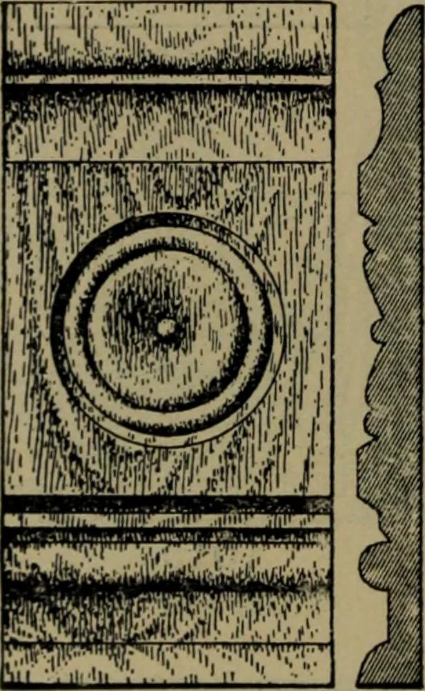 An illustration from Universal design book : containing official list prices of sash, doors and blinds ... official list prices of head, corner and base blocks ... official moulding book ... official list: window glass .., 1908, leaf 117