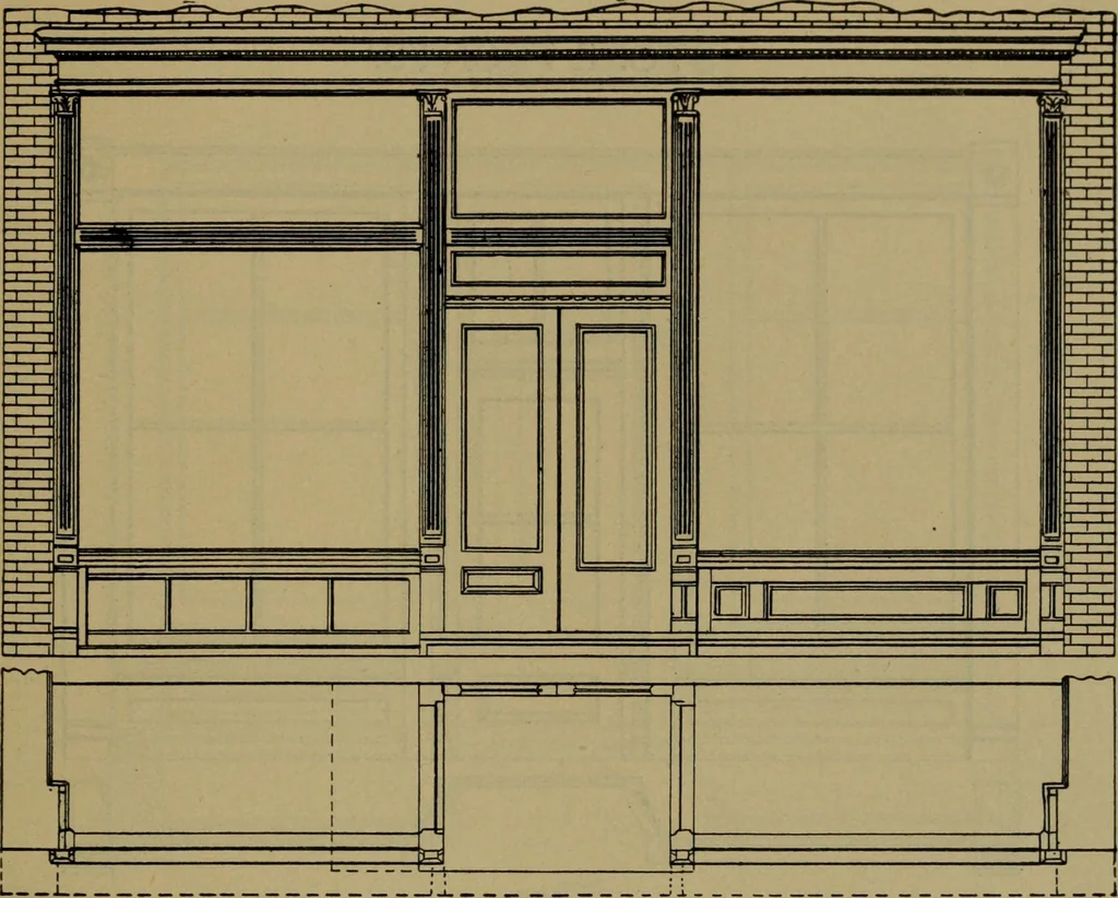 An illustration from Universal design book : containing official list prices of sash, doors and blinds ... official list prices of head, corner and base blocks ... official moulding book ... official list: window glass .., 1908, leaf 120