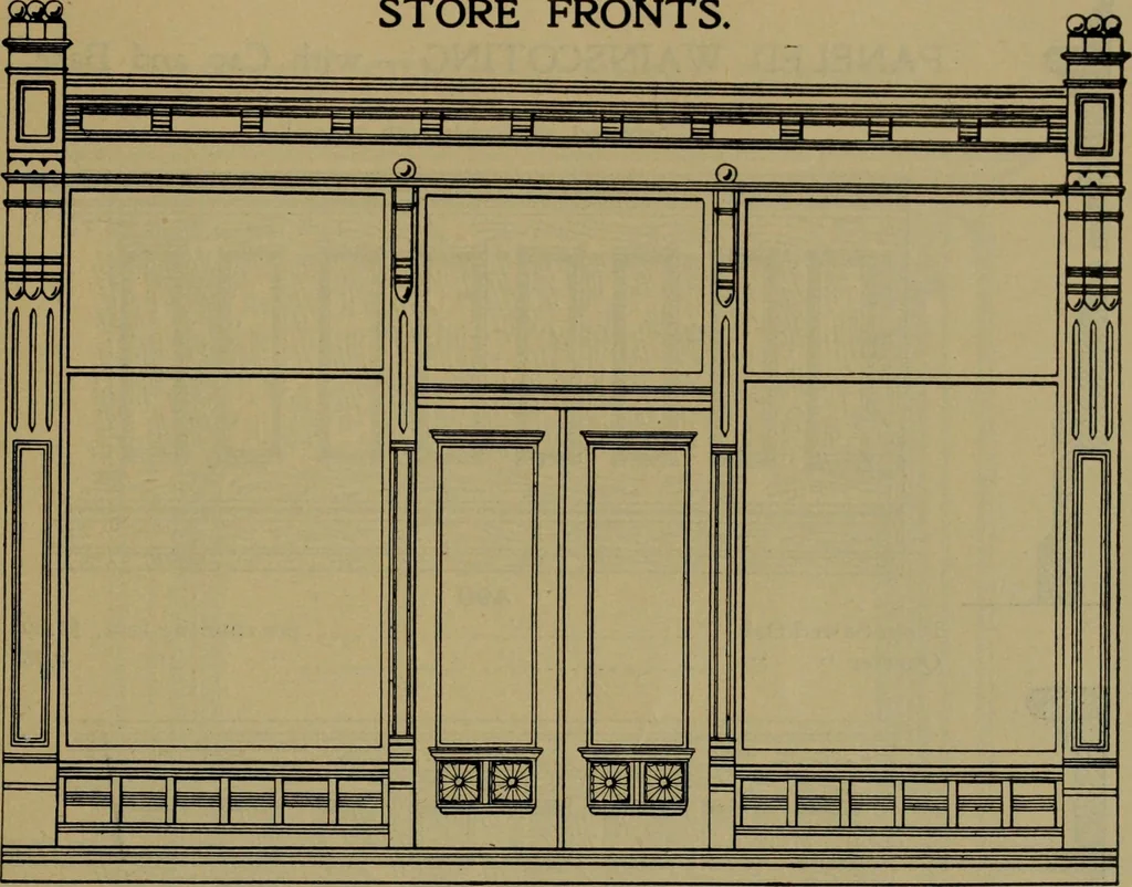 An illustration from Universal design book : containing official list prices of sash, doors and blinds ... official list prices of head, corner and base blocks ... official moulding book ... official list: window glass .., 1908, leaf 124