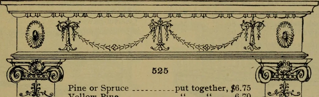 An illustration from Universal design book : containing official list prices of sash, doors and blinds ... official list prices of head, corner and base blocks ... official moulding book ... official list: window glass .., 1908, leaf 128