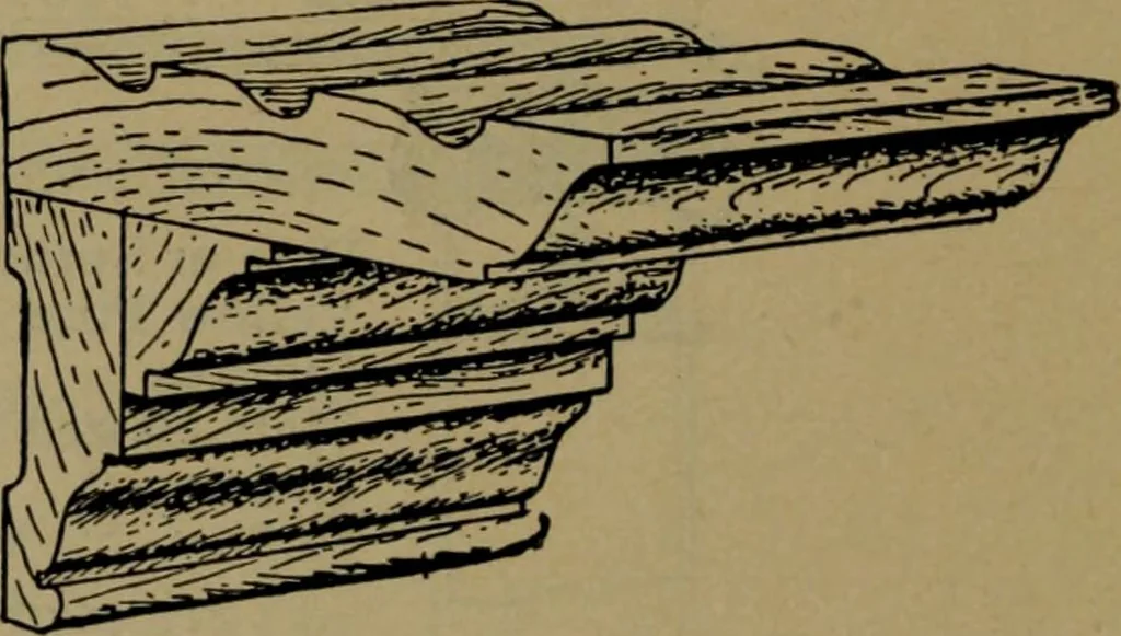 An illustration from Universal design book : containing official list prices of sash, doors and blinds ... official list prices of head, corner and base blocks ... official moulding book ... official list: window glass .., 1908, leaf 129