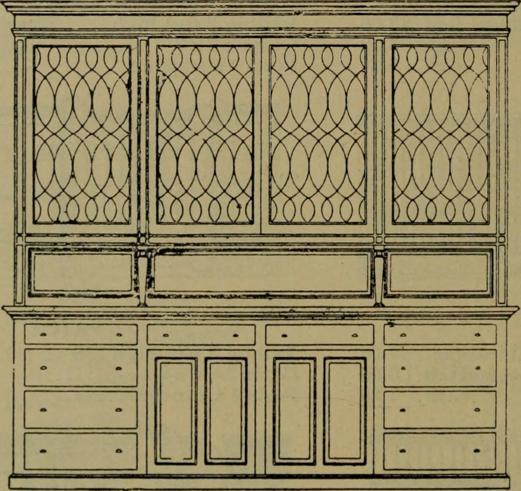 An illustration from Universal design book : containing official list prices of sash, doors and blinds ... official list prices of head, corner and base blocks ... official moulding book ... official list: window glass .., 1908, leaf 131