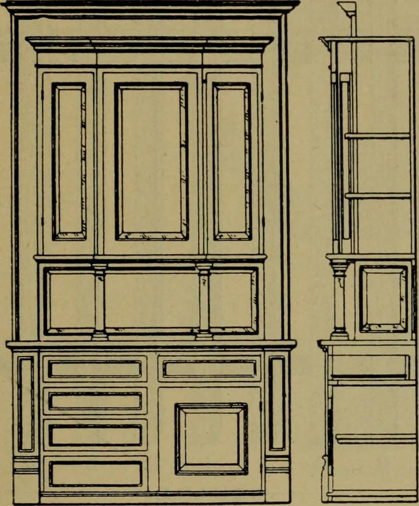 An illustration from Universal design book : containing official list prices of sash, doors and blinds ... official list prices of head, corner and base blocks ... official moulding book ... official list: window glass .., 1908, leaf 132