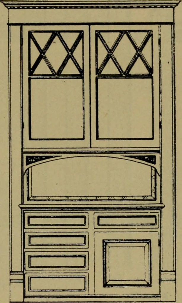 An illustration from Universal design book : containing official list prices of sash, doors and blinds ... official list prices of head, corner and base blocks ... official moulding book ... official list: window glass .., 1908, leaf 132