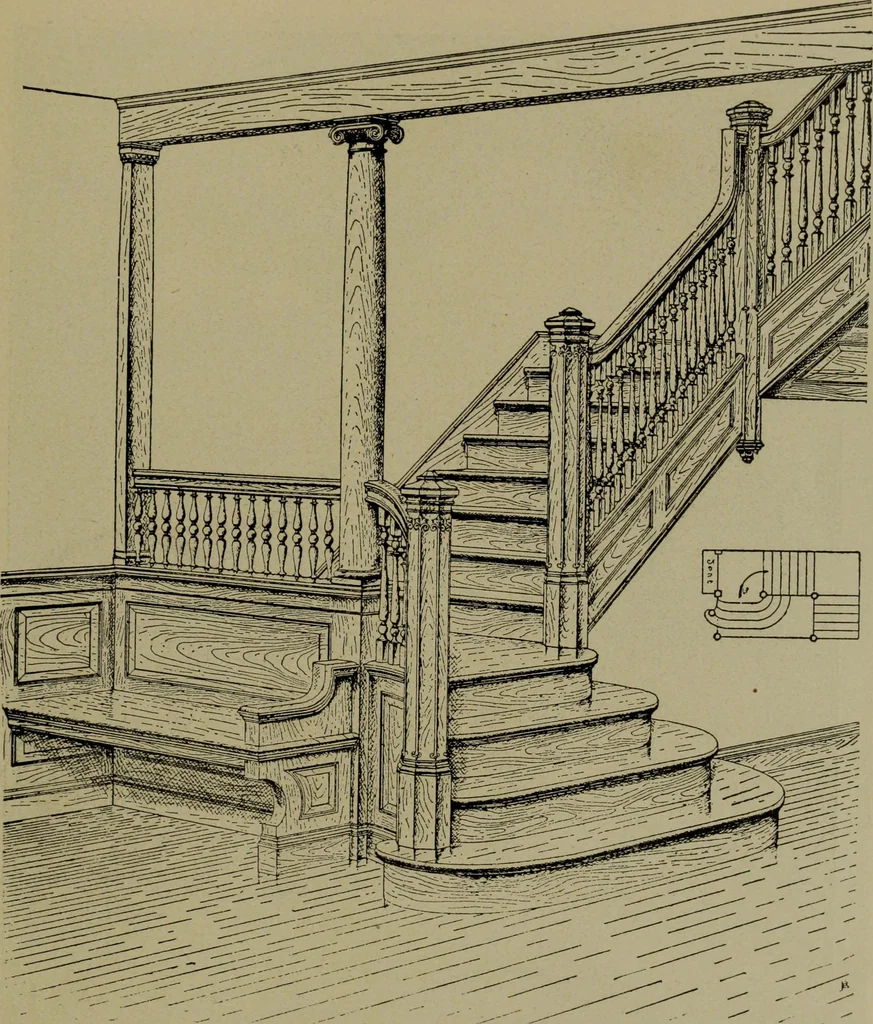 An illustration from Universal design book : containing official list prices of sash, doors and blinds ... official list prices of head, corner and base blocks ... official moulding book ... official list: window glass .., 1908, leaf 168
