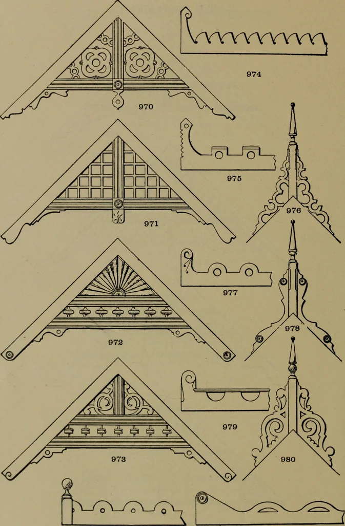 An illustration from Universal design book : containing official list prices of sash, doors and blinds ... official list prices of head, corner and base blocks ... official moulding book ... official list: window glass .., 1908, leaf 201